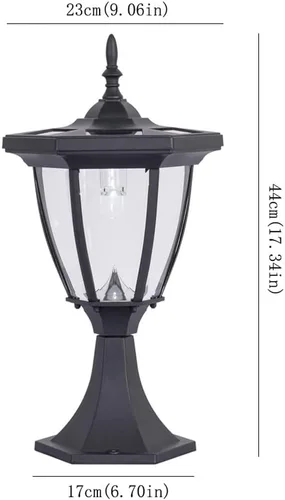 Vista 2 de Luces de poste al aire libre, luz solar de columna de estilo europeo, luz de poste de puerta de villa impermeable para exteriores, luz de pared LED