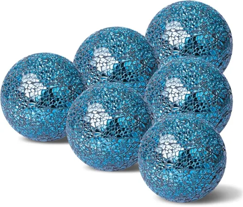 Vista 9 de Ochine Juego de 6 bolas decorativas para decoración de orbes de 3 pulgadas, bolas de mosaico de vidrio, bolas de centro de mesa, bolas redondas