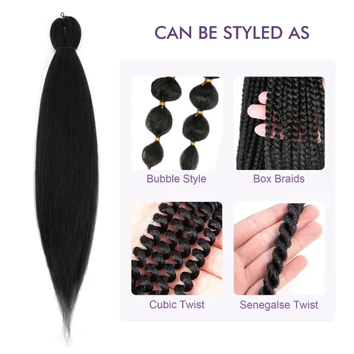 Vista 4 de Cabello trenzado preestirado - 12 pulgadas, 8 paquetes, cabello trenzado corto natural negro para trenzas torcidas o en caja, extensiones de cabello