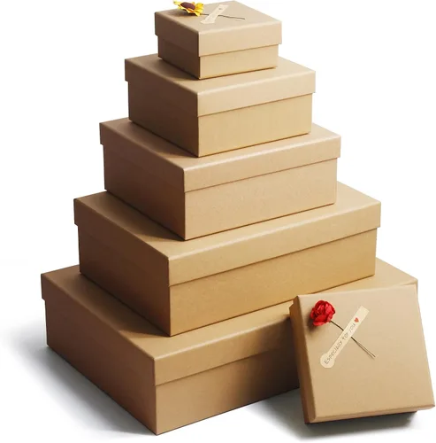 Vista 8 de Giftilious Cajas de regalo negras, un juego de 5 cajas de regalo con tapas para regalos, cajas preenvueltas para regalos, caja de regalo resistente