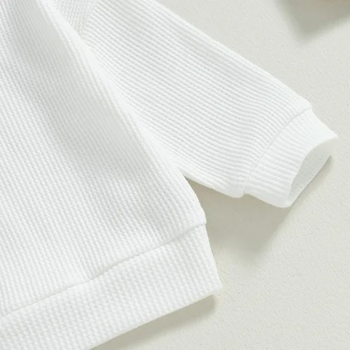 Vista 5 de Conjunto de sudadera de manga larga para bebé con diseño de gofre, ropa de invierno para niños y niñas