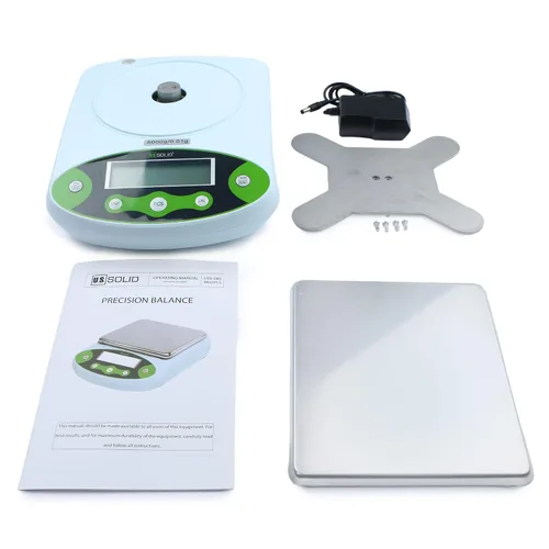 Vista 8 de U.S. Solid Balanza analítica digital 4.4 lbs x 0.00 oz, báscula de laboratorio de alta precisión, peso de calibración de 17.64 oz, 10