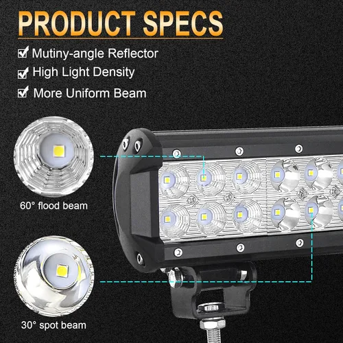 Vista 3 de Willpower - Barra de luz LED de trabajo de 12 pulgadas 72 W para camión, automóvil, ATV, todoterreno, 4x4, Jeep Truck luz de conducción