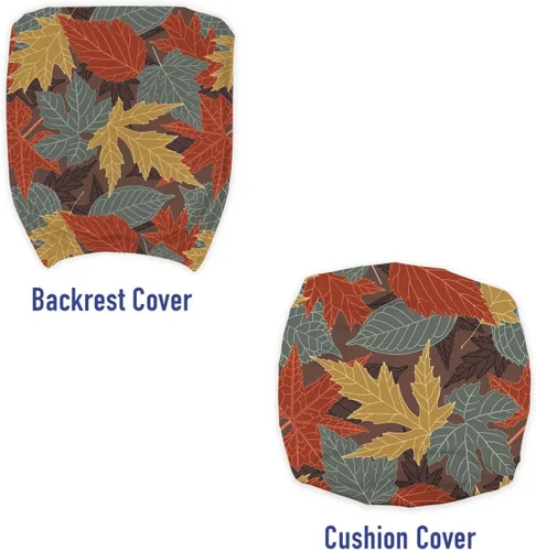 Vista 3 de Lunarable Fall Leaves Office Chair Slipcover, Large Leaf Silhouettes in Earth Tones, Protective Stretch Decorative Fabric Cover, Paprika Multicolor