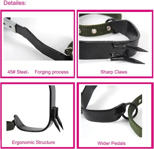 Vista 2 de Tree Climbing Spikes, Tree Climbing Gear with Non-Slip Pedal, Adjustable Tree Climbing Tool Set