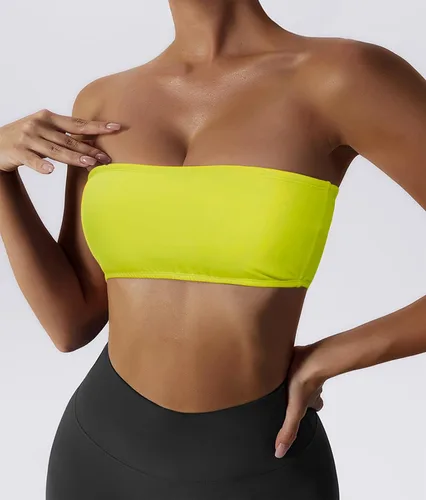 Vista 3 de Boudaner Sujetador deportivo con relleno para mujer, sin tirantes, sin tirantes, sólido, sin costuras, para yoga, entrenamiento, bralette