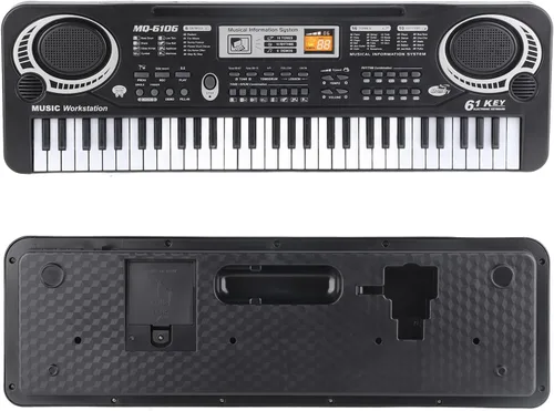 Vista 7 de Piano de teclado electrónico, piano digital eléctrico portátil de 61 teclas con micrófono, cable USB, cargador de enchufe de EE. UU., teclado