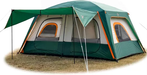 Vista 23 de KTT Extra Large Tent 10-12-14 Person(Style-B),Family Cabin Tents,2 Rooms,3 Doors and 3 Windows with Mesh,Straight Wall,Waterproof,Double Layer,Big