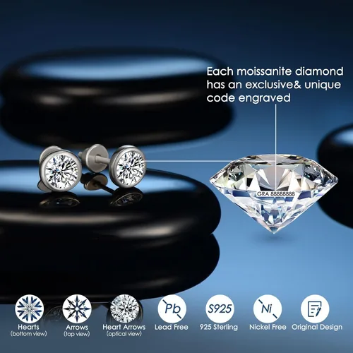 Vista 4 de Diamond Stud Earrings for Women Men Gifts for Wife Soulmate Mom Girlfriend 0.8CT-2Ct Moissanite Stud Earrings Anniversary Jewelry Present for Wife
