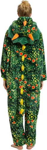 Vista 6 de ABENCA Disfraz de dinosaurio Triceratops para adultos, pijama para hombre, caricatura, de una pieza, animal, Halloween, Navidad, cosplay