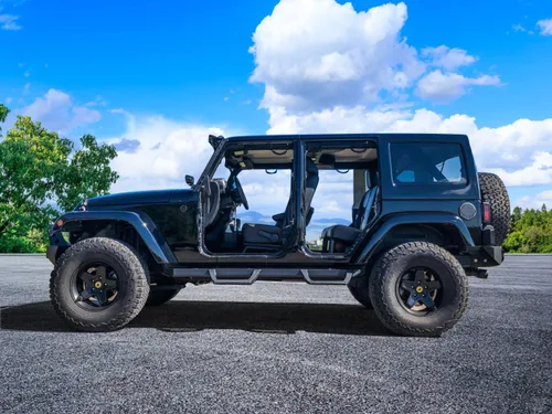 Vista 8 de Estribos laterales compatibles con Jeep Wrangler JK 2007-2018 de 4 puertas, barra de estilo todo terreno de acero negro de IKON MOTORSPORTS, 2008