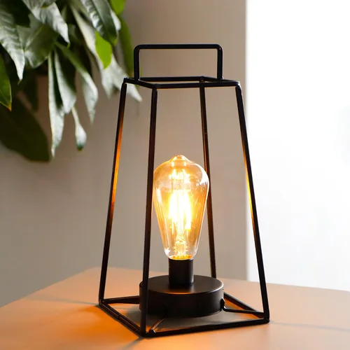 Vista 7 de JHY DESIGN Paquete de 6 lámparas de mesa geométricas de estilo retro, lámpara de hierro simple de 12 pulgadas de alto, funciona