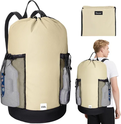 Vista 16 de BALEINE Mochila Bolsa de Lavandería de 120L, Tela Oxford 900D Bolsas Grandes de Lavandería de Viaje con Correas para el Hombro y 2 Bolsillos