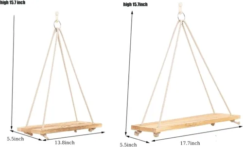 Vista 2 de Estantes flotantes 1 paquete de madera para colgar en la pared de estantes para macetas de plantas o macetas, estantes flotantes colgantes de diseño