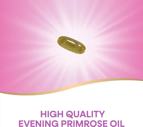 Vista 3 de Nature's Way Aceite de onagra, fuerza máxima, prensado en frío, sin refinar, 1300 mg con 120 mg de GLA por porción, 60 cápsulas blandas