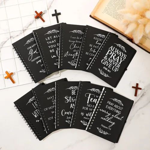 Vista 5 de Kosiz Juego de 60 unidades/30 regalos cristianos a granel incluye cuaderno en espiral y bolígrafo con versículo bíblico, bolígrafo de oración