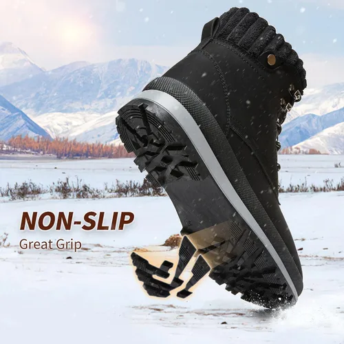 Vista 4 de BABUDOG Botines impermeables para mujer para exteriores (sin suela antideslizante), botas de combate de moda con cremallera lateral, botas de nieve