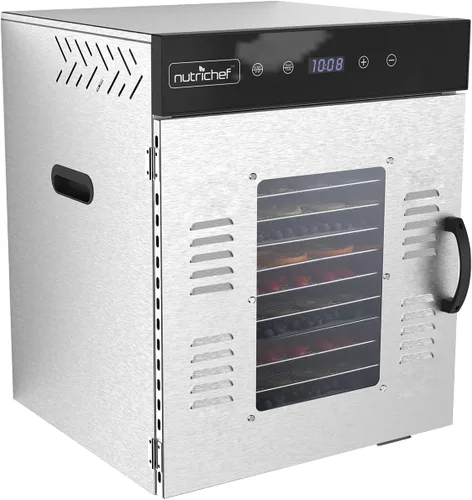 Vista 7 de NutriChef Deshidratador eléctrico de alimentos para encimera, 900 vatios de alta calidad, varios niveles: ahorra tiempo frente a 600 W. Haz carne