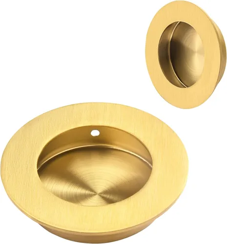 Vista 7 de HOMOTEK Paquete de 2 Manijas Redondas Deslizantes para Puerta de Armario Diámetro 2-1/2 pulgadas (65mm) Tiradores Empotrados Negros de Bolsillo
