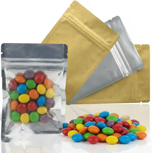Vista 8 de Bolsas Mylar con cierre de cremallera de 4.5 x 3 pulgadas 100 bolsas Bolsas sellables con sellado térmico para dulces y alimentos, medicamentos