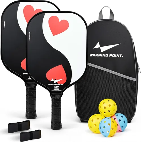 Vista 11 de Juego de 2 palas de pickleball de fibra de vidrio, duraderas y ligeras, aprobadas por USAPA, paquete de 2 raquetas de pickleball para mujeres