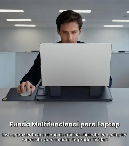 Vista 7 de Nillkin Funda para laptop de 14 pulgadas con asa (4 en 1), 2 modos de soporte, funda para MacBook con soporte ajustable y alfombrilla para mouse