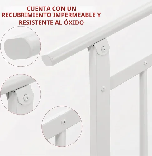 Vista 4 de Metty - Barandillas metálicas de 3 escalones para escalones al aire libre Blanco