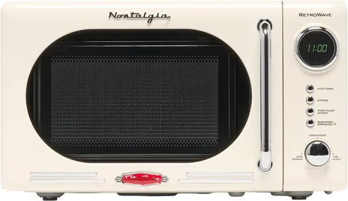 Vista 54 de Nostalgia Horno microondas para encimera con interior fácil de limpiar, microondas retro con pantalla LED y bloqueo para niños, horno compacto