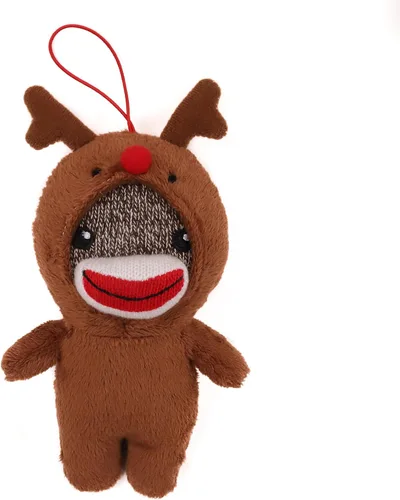 Vista 9 de Plushland Juguetes de peluche de Navidad, lindo calcetín suave Sockiez mono decoración de árbol de Navidad, bonito regalo de Navidad, adorno