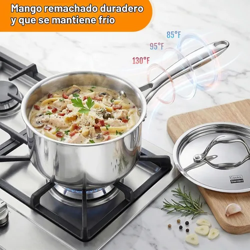 Vista 6 de Cocineros Standard Olla con múltiples capas de acero inoxidable (3 qt), Acero inoxidable