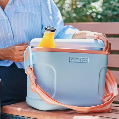 Vista 7 de Pinnacle 8.5Qt Mini Cooler – 14 x 7.6 x 10.6In Ice Box with Smart Divider, Locking Lid, Adjustable Shoulder Strap – Insulated Picnic Basket Beach