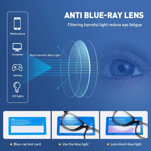 Vista 4 de DYLB Lentes de bloqueo de luz azul para niños y niñas, paquete de 2, anteojos de computadora para niños de 3 a 9 años, antiluz azul y dolor de Negro
