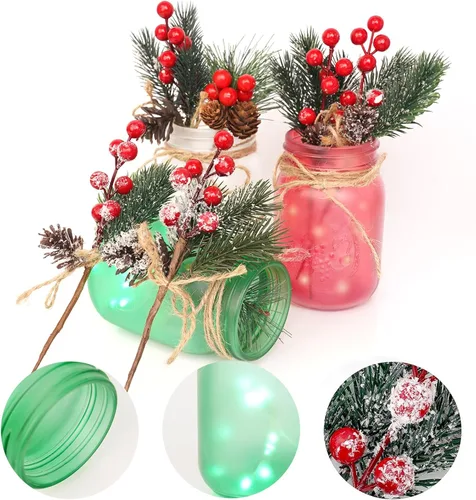 Vista 3 de CNVOILA Centro de Mesa de Navidad, Jarrones de Mason para Decoración de Navidad, Adornos de Chimenea para Mesa, Adornos de Mesa de Vacaciones al Por