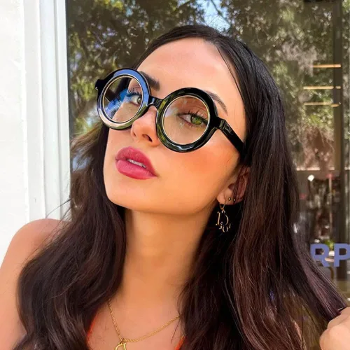 Vista 2 de Zeelool Gafas retro gruesas redondas con bloqueo de luz azul para mujeres y hombres Calhoun ZOA01776