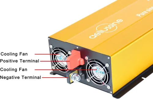 Vista 3 de Inversor de onda sinusoidal pura de 1500 W - Convertidor de corriente de 12 V CC a 110 V 120 V CA con 2 salidas de CA, inversor de corriente de 12