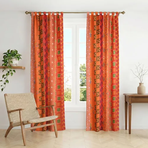 Vista 7 de THE ART BOX Cortinas sari de seda azul – Paneles de ventana de retazos bohemios, cortinas de mezcla de seda reciclada india para sala de estar