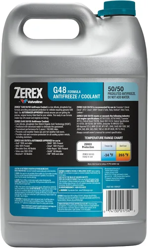 Vista 5 de Valvoline Zerex G48 - Anticongelante/refrigerante listo para usar 50/50 sin silicato/fosfato de bajo contenido, 1 GA, caja de 6