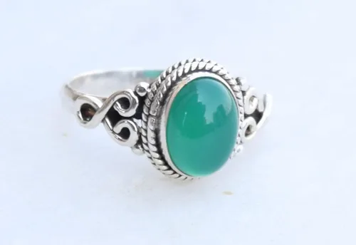 Vista 5 de Avicrafts Anillo de plata de ley 925 con piedra de ónix verde, para mujer, hecho a mano, joyería de Navidad, regalo para ella