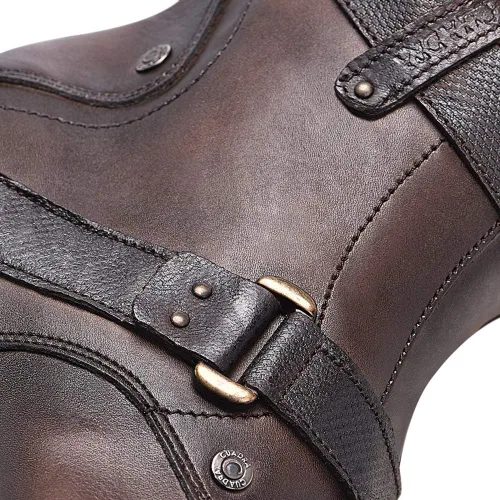 Vista 8 de Bota Hombre Cuadra en Piel Genuina con Cremallera Marrón