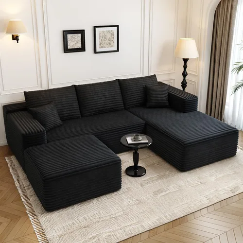 Vista 14 de Sofá seccional modular Cloud de 107.5 pulgadas con 1 otomana, sofás tapizados modernos minimalistas, cómodo sofá en forma de U para sala de estar