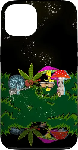 Vista 7 de Jamming Mushrooms Weed - Carcasa para iPhone 17, diseño psicodélico de cannabis 420