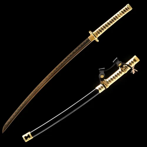 Vista 9 de 40.6 pulgadas de acero de alto carbono al horno dragón de oro japonés Katana Samurai Espada Full Tang jian