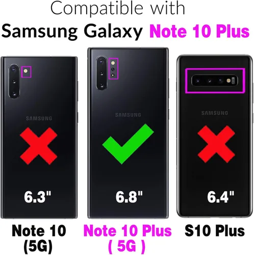 Vista 2 de Asuwish Funda para teléfono Samsung Galaxy Note 10 Plus Note10+ 5G con protector de pantalla y soporte delgado, híbrida, resistente, funda