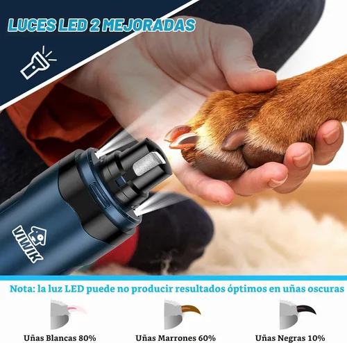 Vista 3 de VIWIK Molinillo de uñas para perros, cortaúñas para perros con luces LED, kit de cortaúñas para mascotas para perros grandes, medianos y pequeños