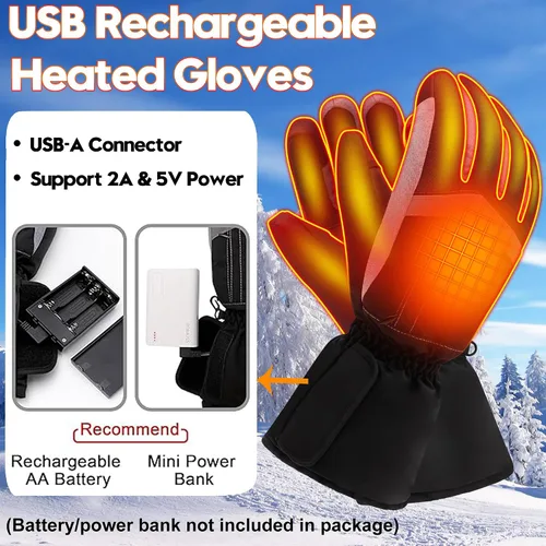 Vista 4 de SVPRO Guantes térmicos para hombres y mujeres, guantes de invierno de caza con calefacción, guantes de esquí eléctricos y guantes de snowboard
