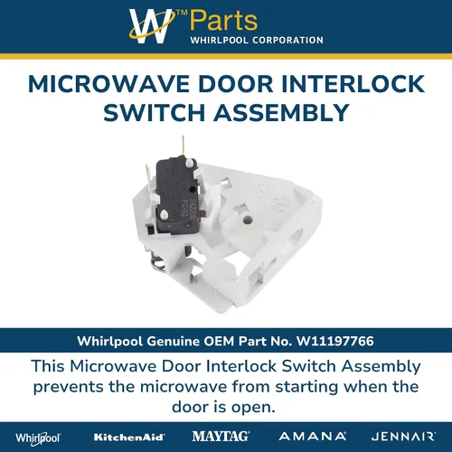 Vista 3 de Ensamble de interruptor de bloqueo para puerta de microondas Whirlpool W11197766