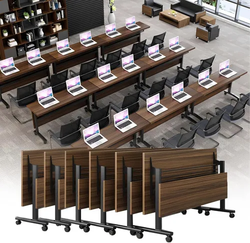 Vista 51 de Mesa de conferencias plegable, mesas de sala de conferencias con ruedas, mesa rectangular grande y plegable para reuniones de 6 a 12 personas, mesa