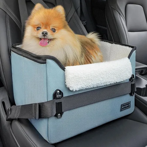 Vista 19 de PETSFIT - Asiento de automóvil impermeable, piel sintética, perros pequeños, hebillas seguras patentadas, correa de clip, cama transportadora