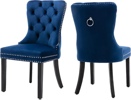 Vista 11 de Juego de 2 sillas de comedor de terciopelo beige, elegantes capitoné