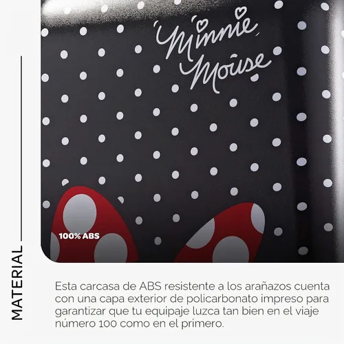 Vista 4 de American Tourister Disney Minnie Mouse moño rojo, valija rígida con ruedas 21 pulgadas, Multicolor), 67612-4754